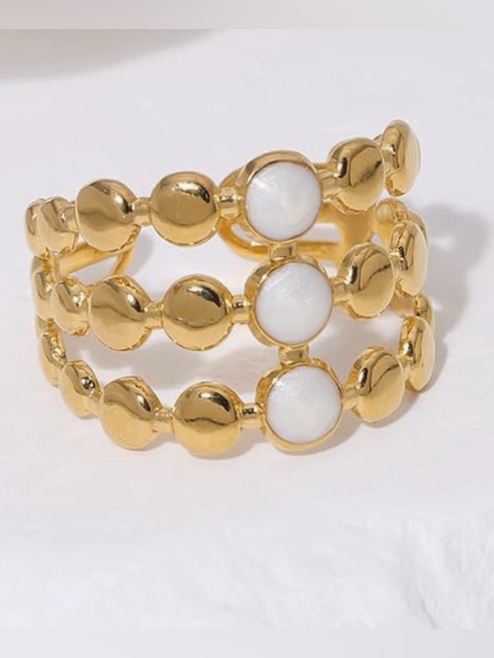 Stunning Nordstrom 18KT Gold vermeil  detailed White stone Ring adjustable